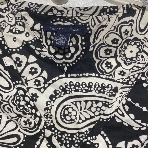 Tommy Hilfiger Women's Black White Paisley Cap Sleeve Sheath Dress Size Small - Picture 4 of 10